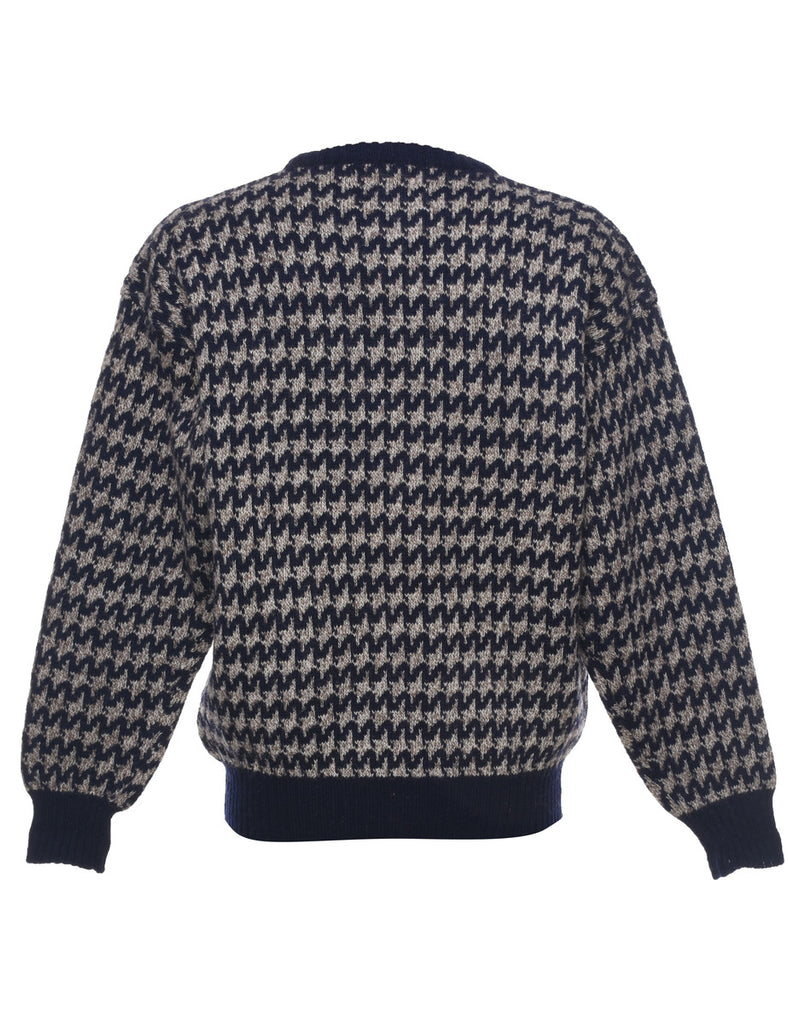 Wool Dogtooth Checks Jumper - M