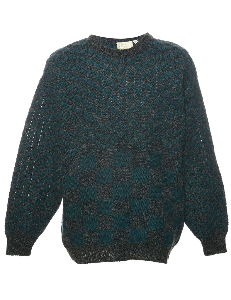 Wool Geometric Pattern Jumper - XL