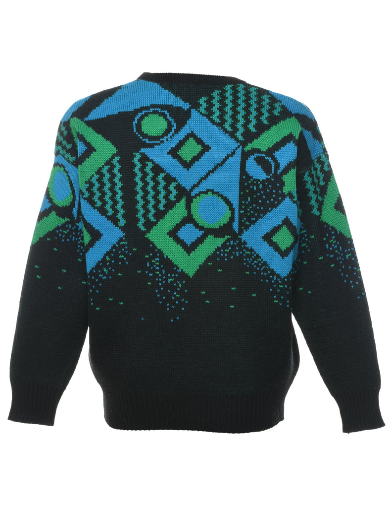 Wool Geometric Pattern Jumper - M