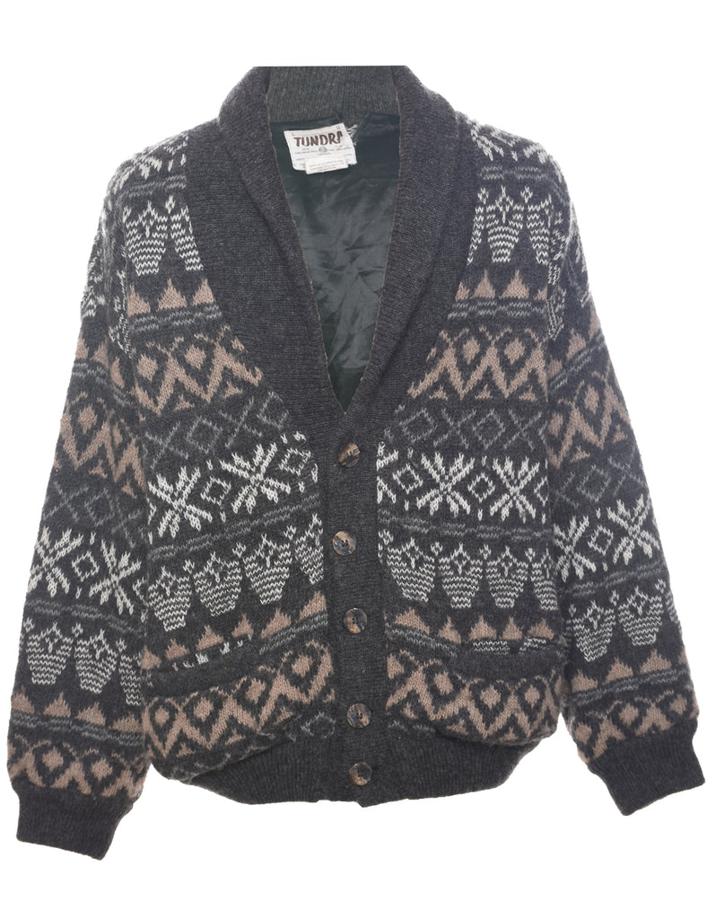 Wool Nordic Cardigan - L