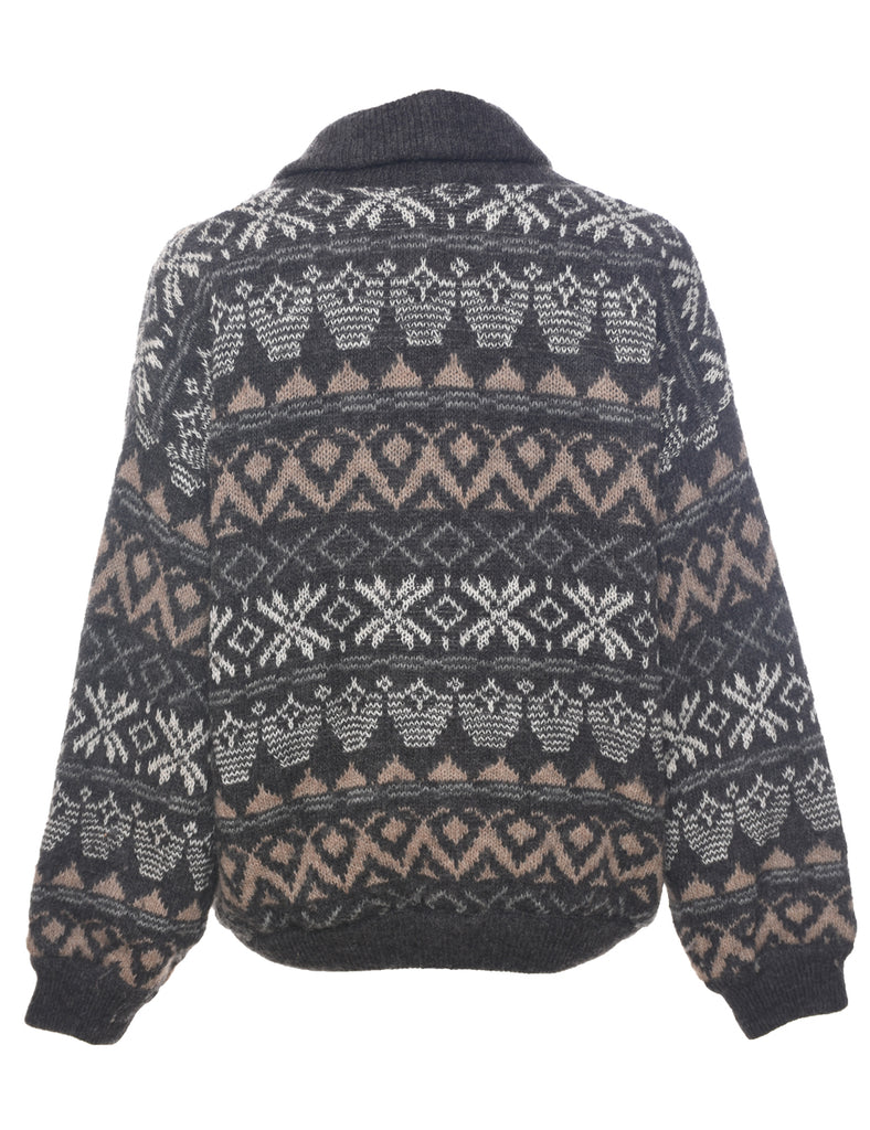 Wool Nordic Cardigan - L