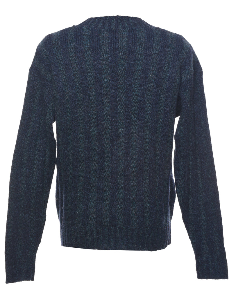 Wool Stripy Pattern Jumper - L