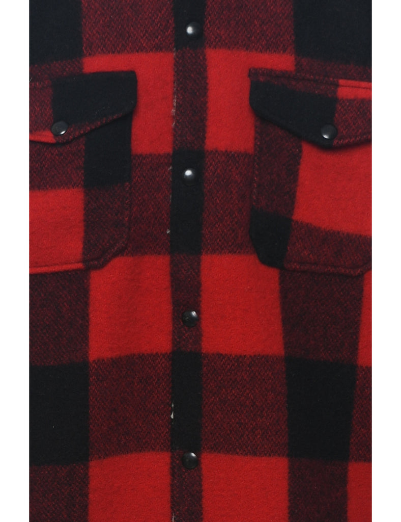 Woolrich Buffalo Check Red & Black Faux Shearling Lined Shirt - M