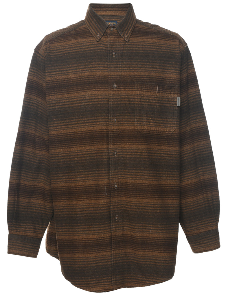 Woolrich Striped Brown & Green Flannel Shirt - L