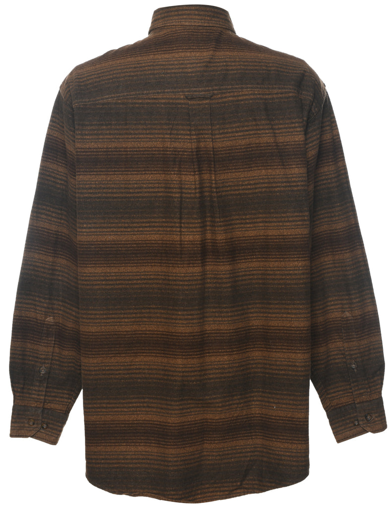 Woolrich Striped Brown & Green Flannel Shirt - L