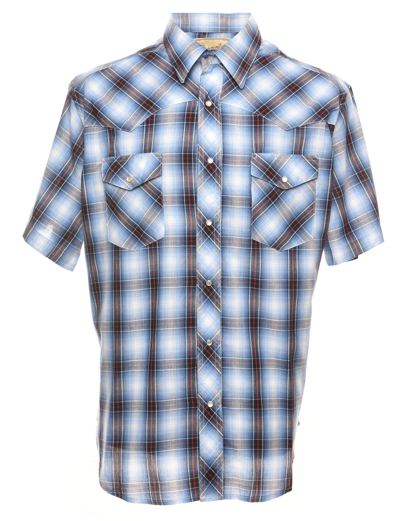 Wrangler Classic Blue, Maroon & Black Checked Shirt - XL