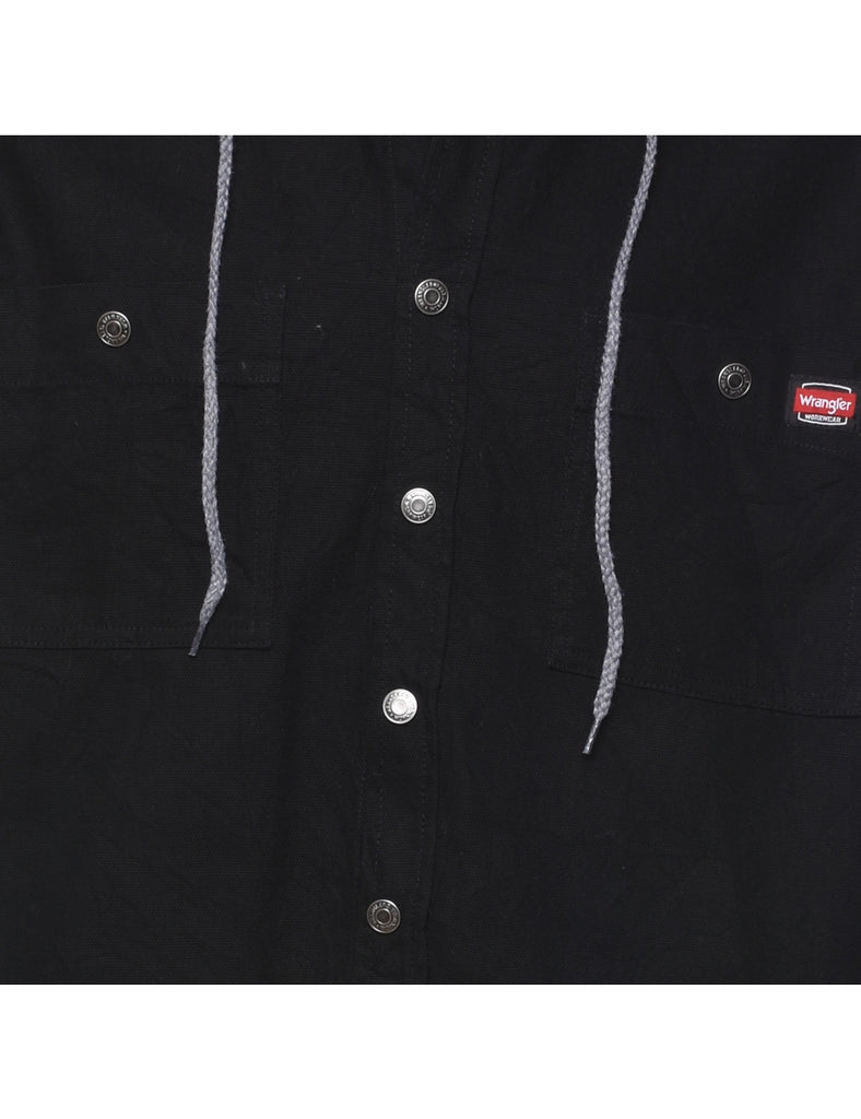 Wrangler Hooded Black & Grey Denim Shirt - M