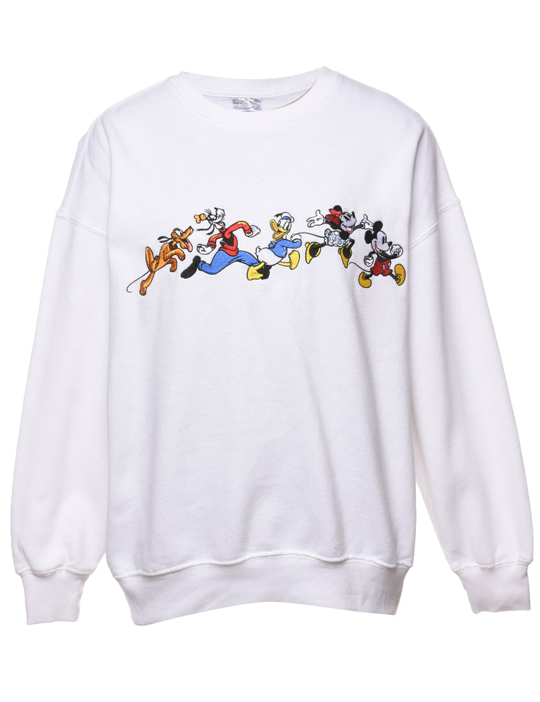 1990s Pluto, Goofy, Donald Duck, Minnie Mouse & Mickey Mouse Cartoon Sweatshirt - L