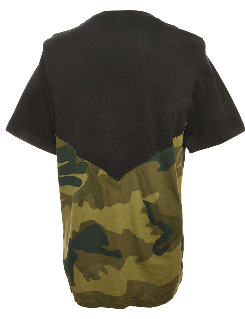 Adidas Black & Green Camouflage Print T-shirt  - M