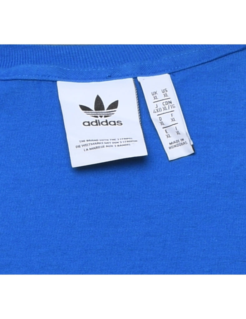 Adidas Blue & White Contrast Plain T-shirt - XL