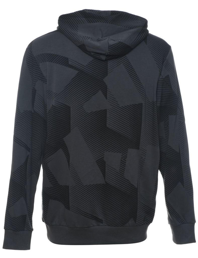 Adidas Dark Grey & Black Patterned Hoodie - L