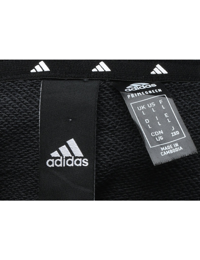 Adidas Dark Grey & Black Patterned Hoodie - L