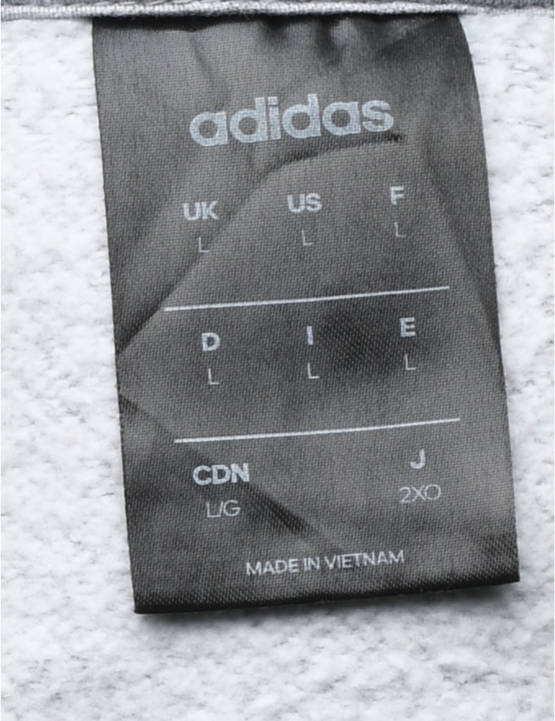 Adidas Grey & Black Contrast Hoodie - L