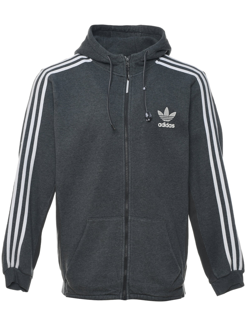 Adidas Hooded Grey & White Track Top - L