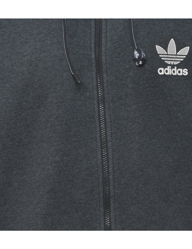 Adidas Hooded Grey & White Track Top - L