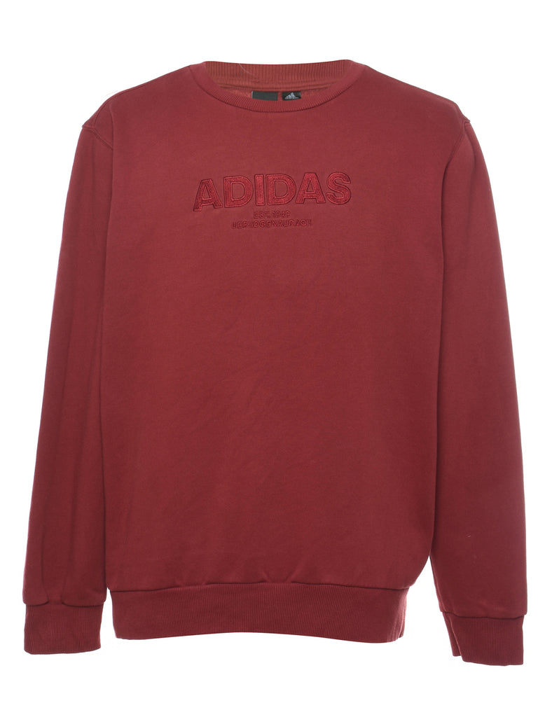 Adidas Maroon Embroidered Sweatshirt - L