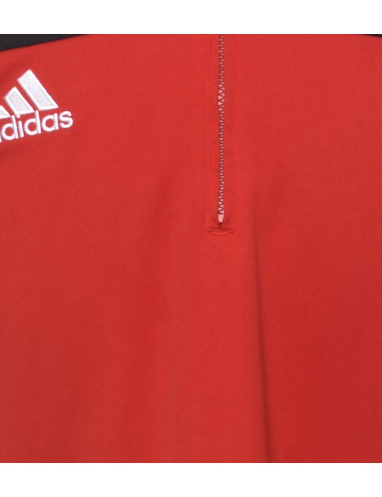 Adidas Plain Red, Black & White Zip-Front Track Top - XL