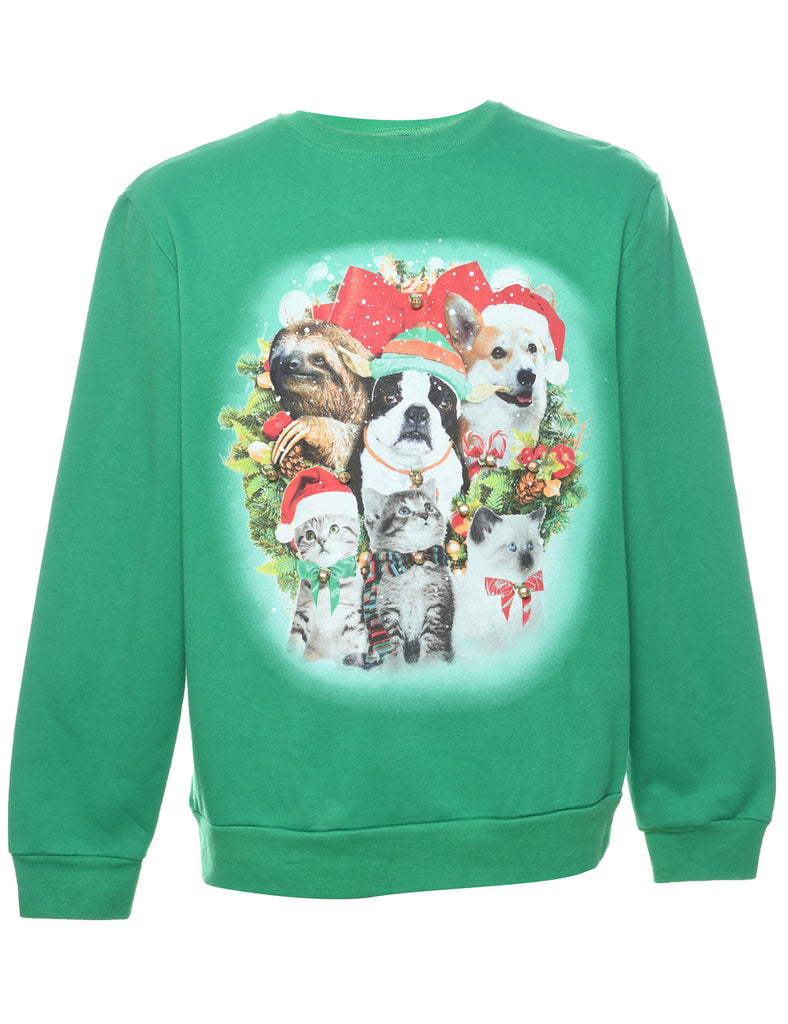 Animal Design Christmas Sweatshirt - L