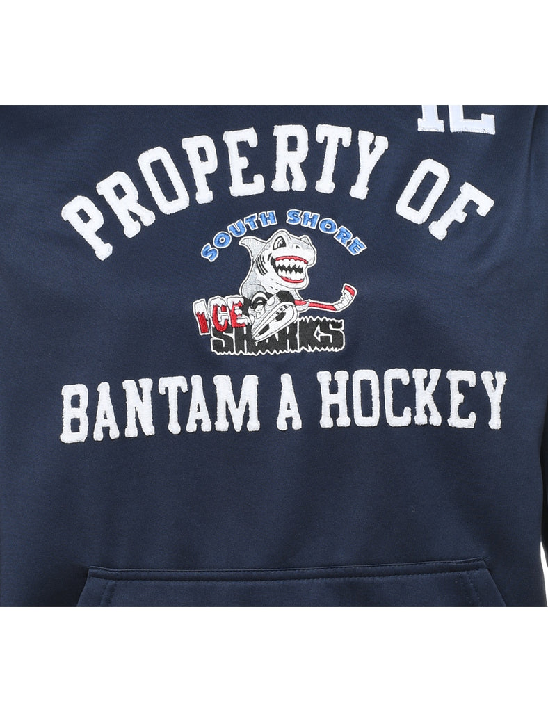 Bantam a Hockey Design Navy Printed Hoodie - M