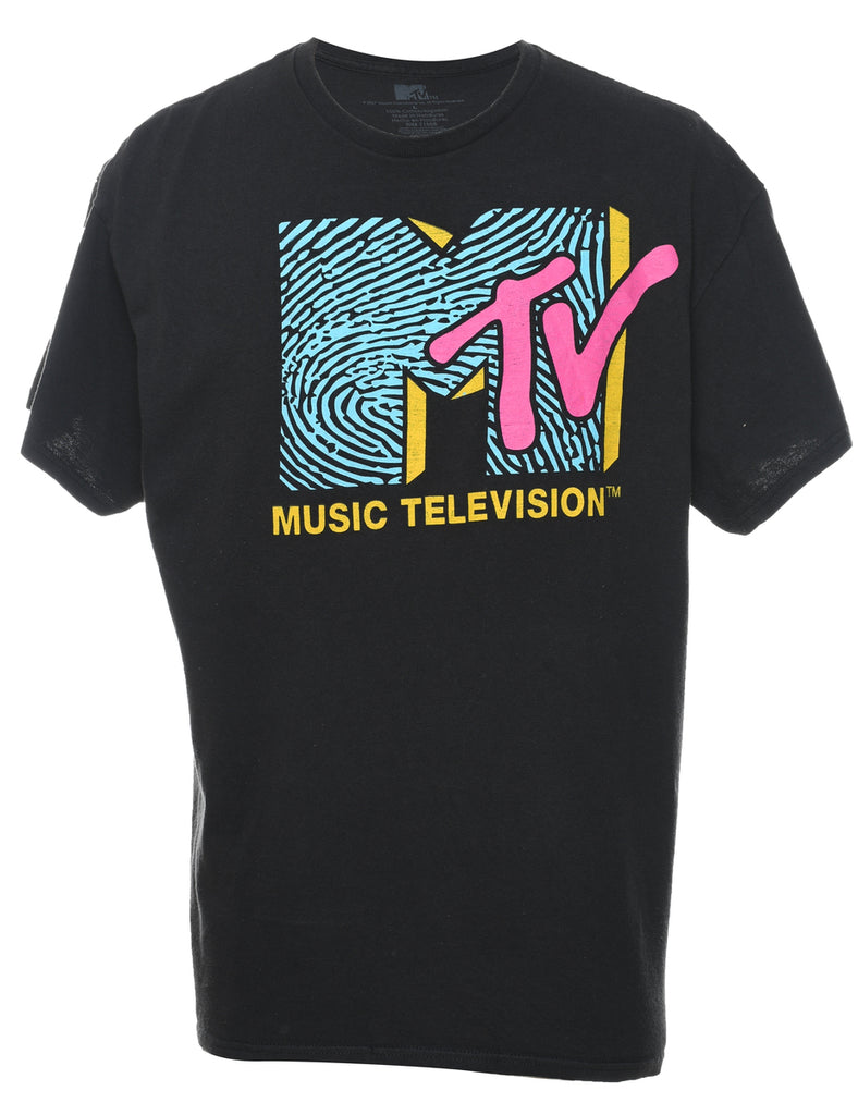 Black 1990s Printed MTV T-Shirt - L