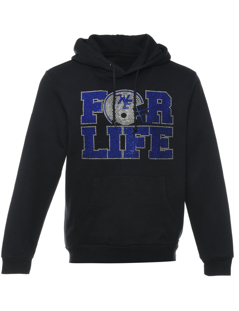 Black & Blue Embellished Design Hoodie - L