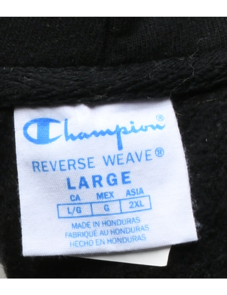 Black Champion Reverse Weave Printed Hoodie - L