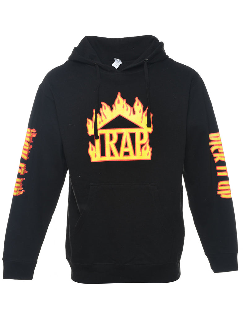 Black Flame Design Hoodie - M