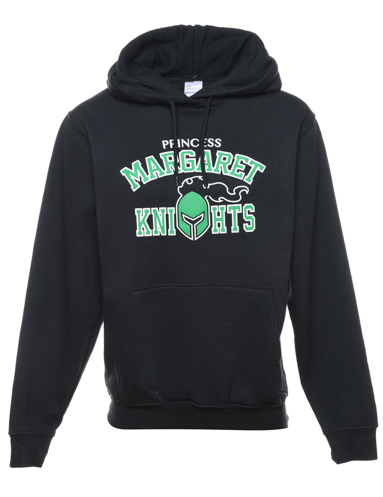 Black & Green Margaret Knights Printed Hoodie - S