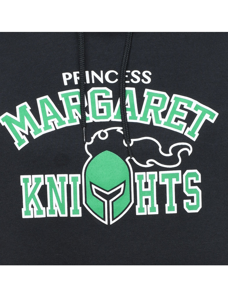 Black & Green Margaret Knights Printed Hoodie - S