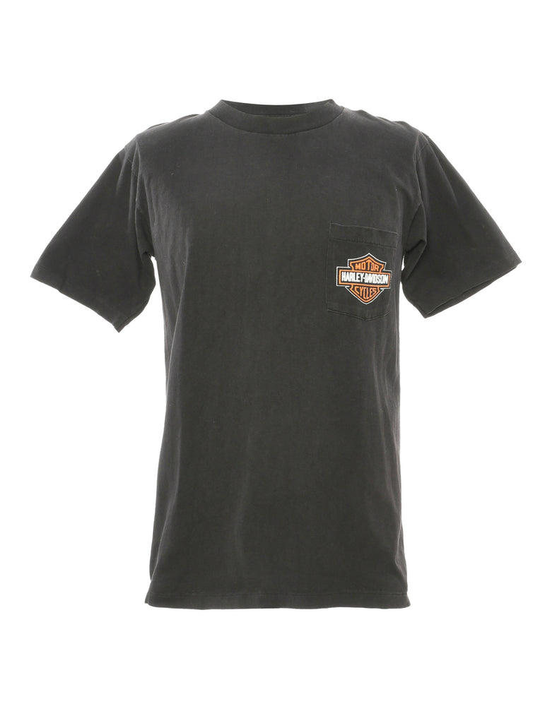 Black Harley Davidson Printed T-shirt - L