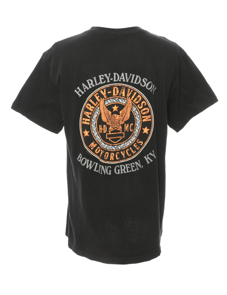 Black Harley Davidson Printed T-shirt - L