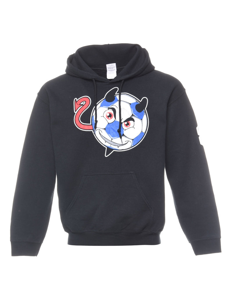 Black Hooded Cartoon Sweatshirt - M