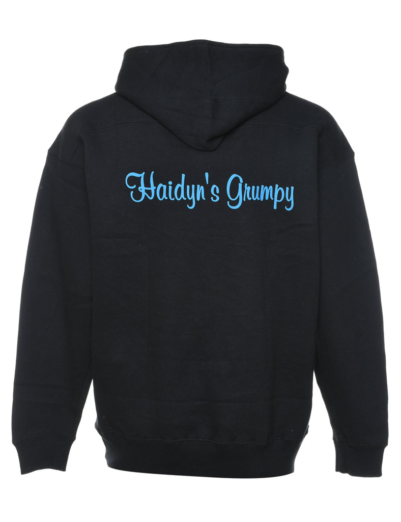 Black & Light Blue Printed Hoodie - L