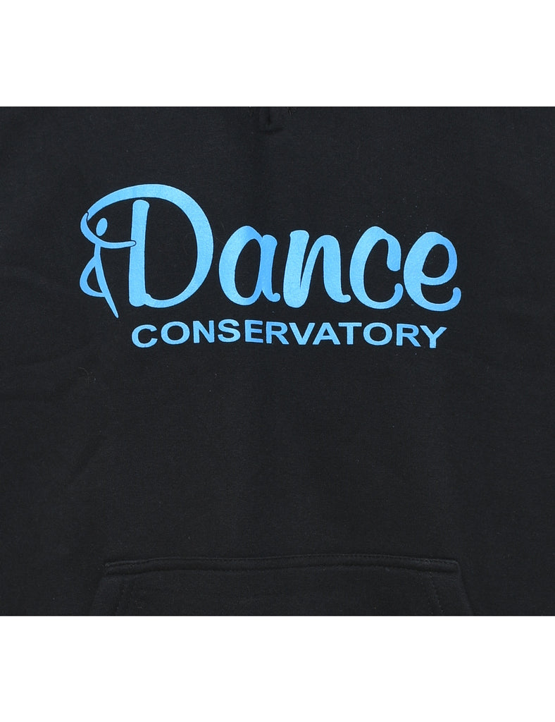 Black & Light Blue Printed Hoodie - L