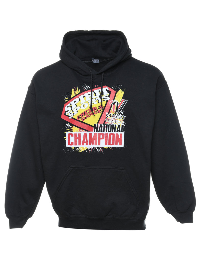 Black National Championship Printed Hoodie - L