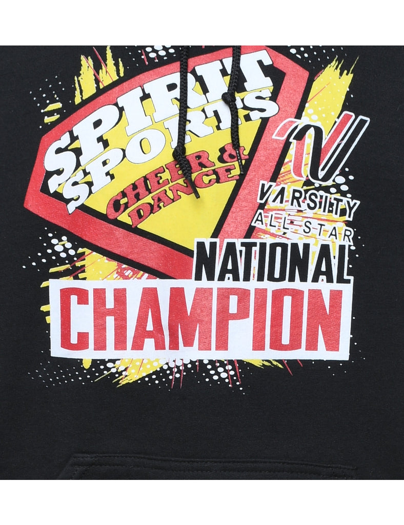 Black National Championship Printed Hoodie - L