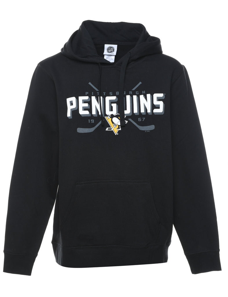 Black NHL Pittsburgh Penguins Hooded Sports Sweatshirt - L