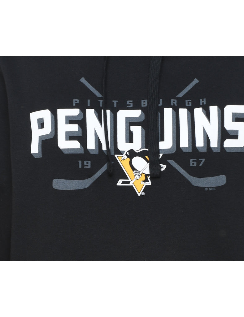 Black NHL Pittsburgh Penguins Hooded Sports Sweatshirt - L