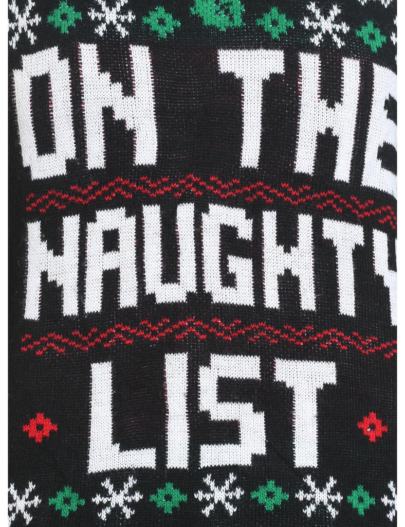 Black 'On The Naughty List' Christmas Jumper - L