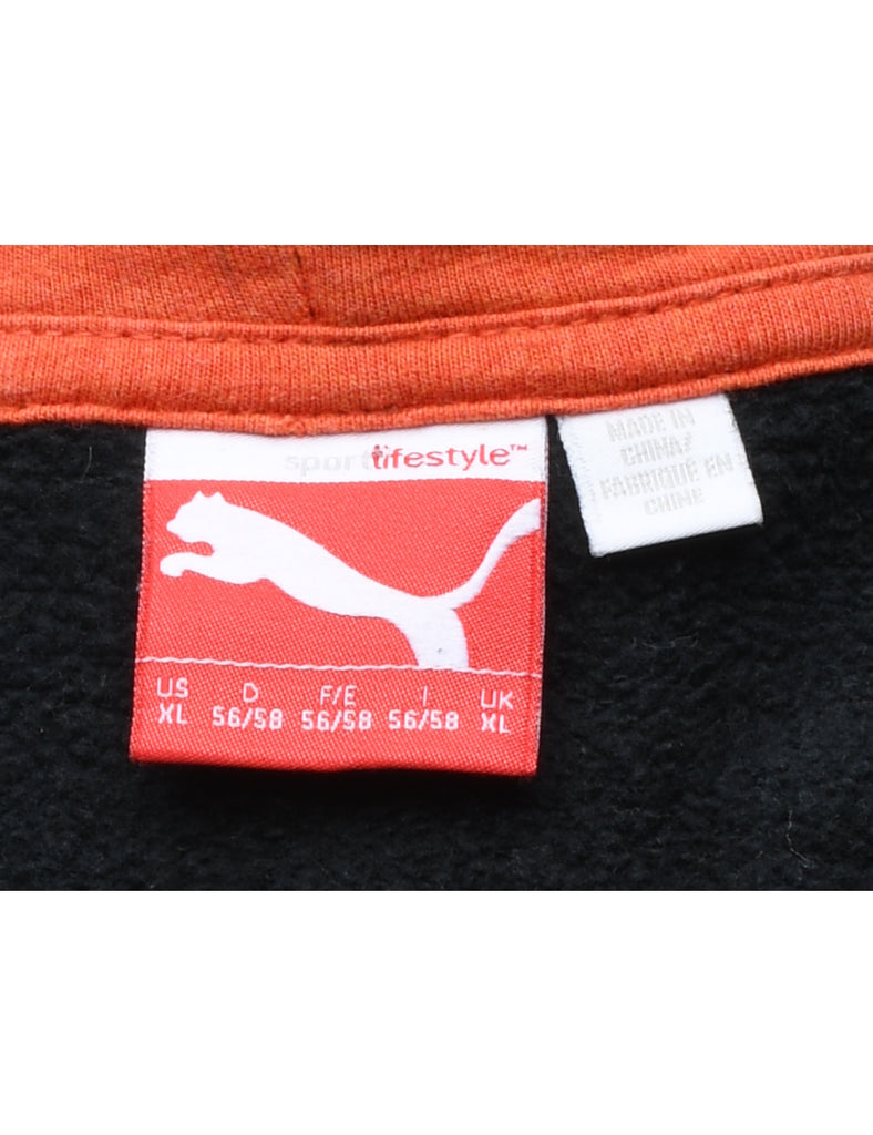 Black & Orange Contrast Puma Hoodie - XL