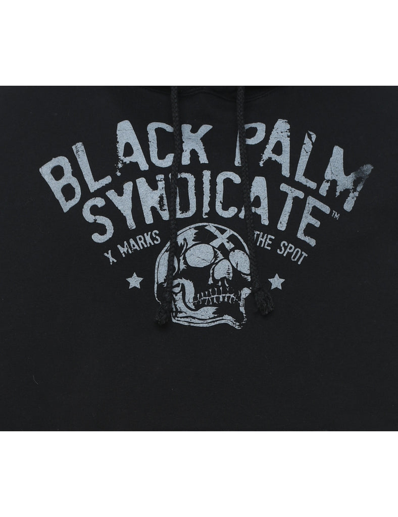 Black Palm Syndicate Grey & Black Printed Hoodie - L