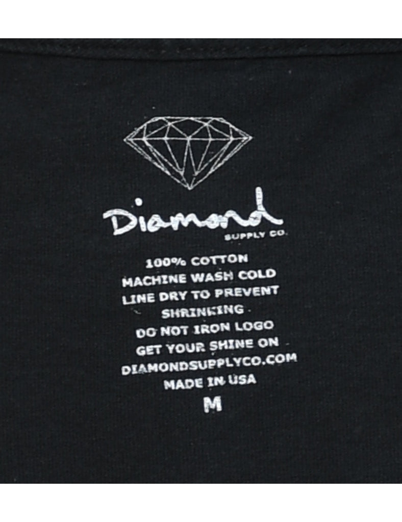 Black Printed Diamond T-shirt - M