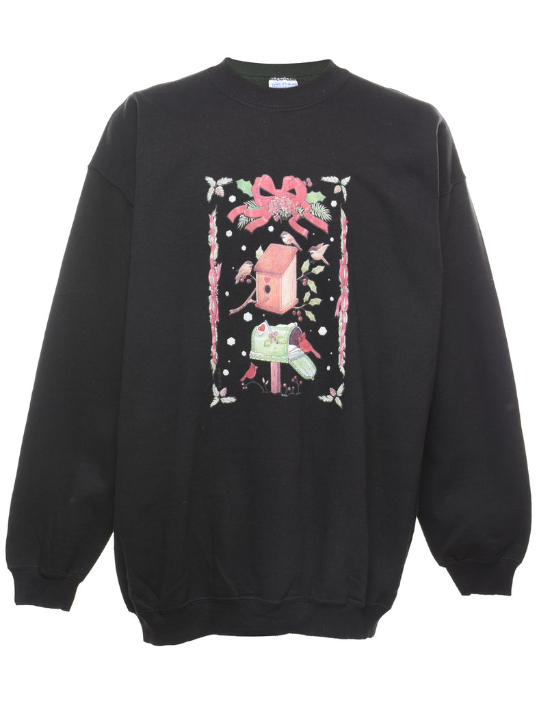 Black Printed Sweatshirt - XL