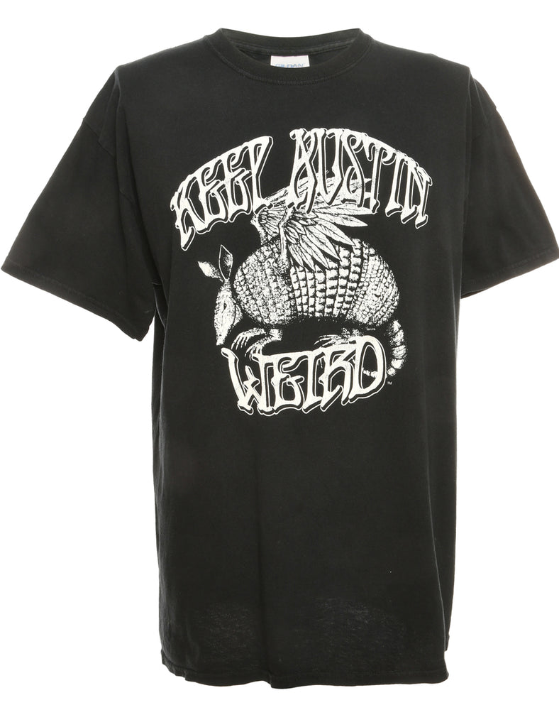 Black Printed T-shirt - M