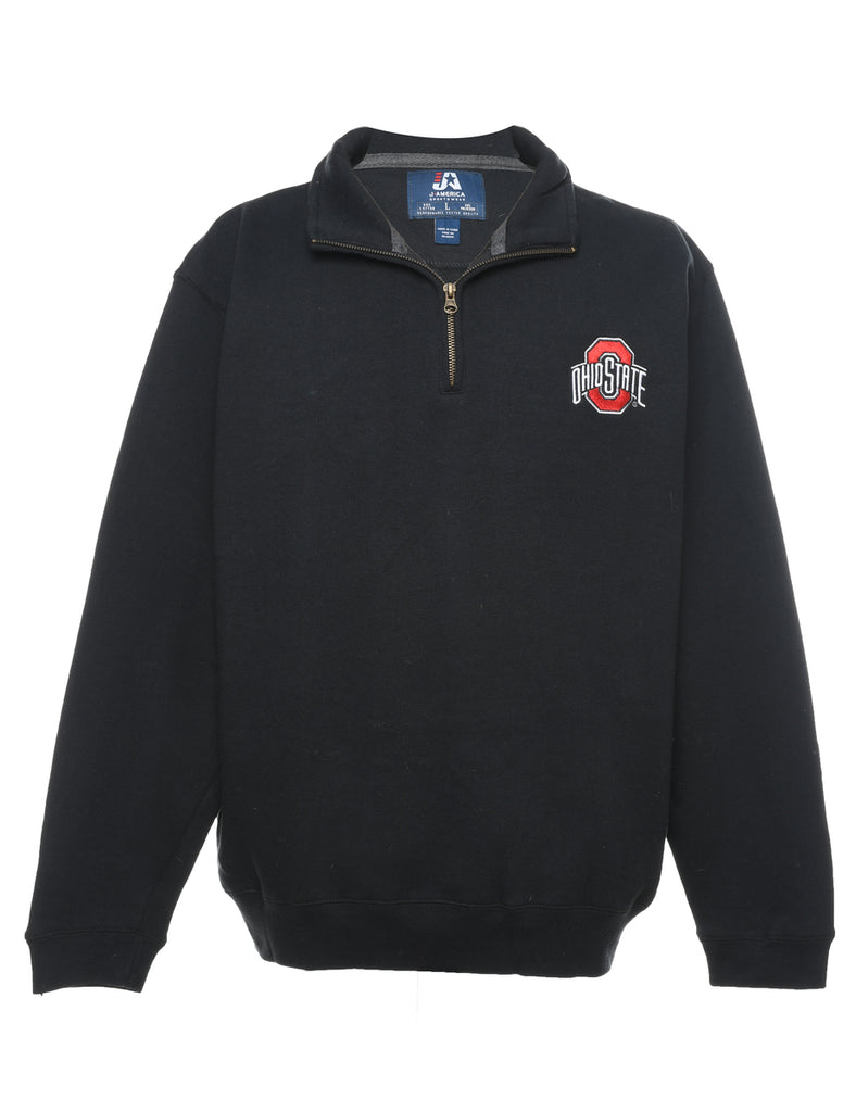 Black Quarter-Zip Ohio State Embroidered Plain Sweatshirt - L