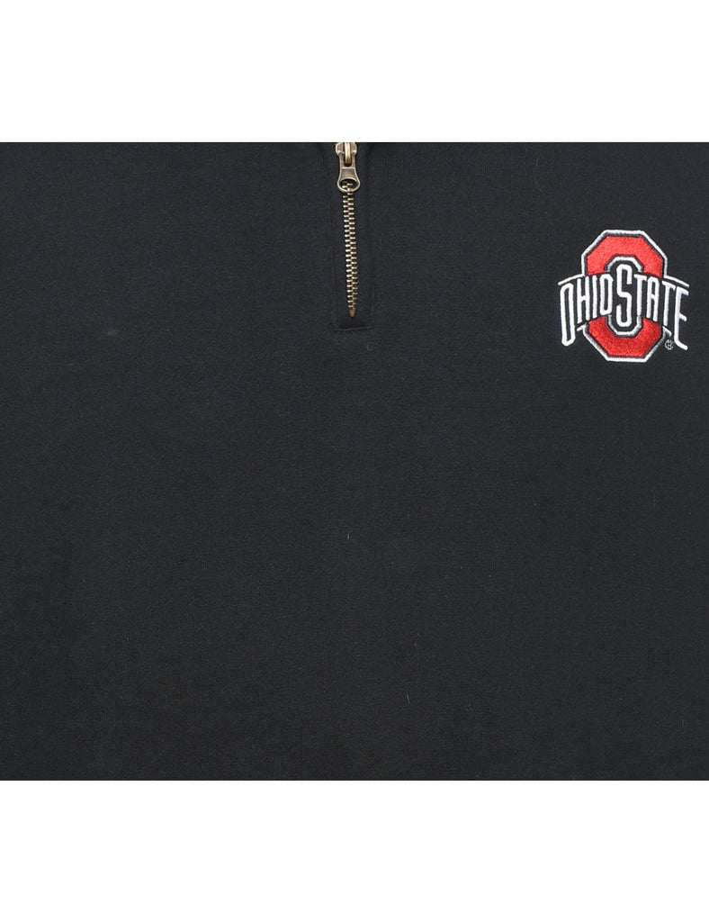 Black Quarter-Zip Ohio State Embroidered Plain Sweatshirt - L