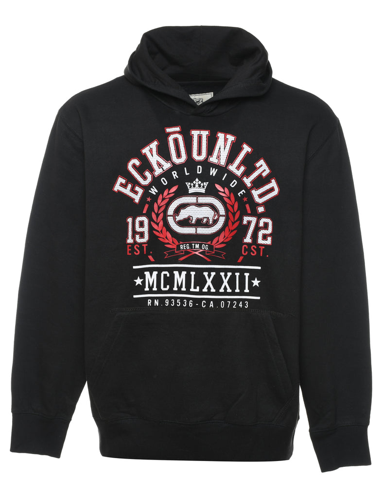 Black & Red Design Ecko Printed Hoodie - L