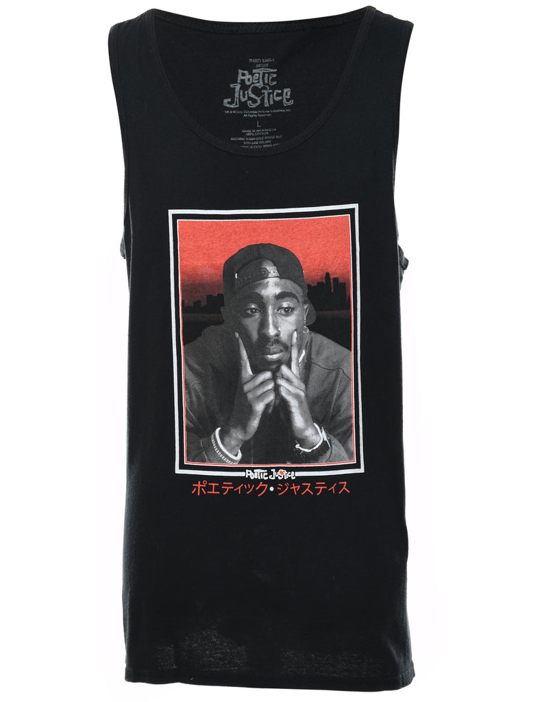 Black & Red Printed 1990s Tupac Vest - L