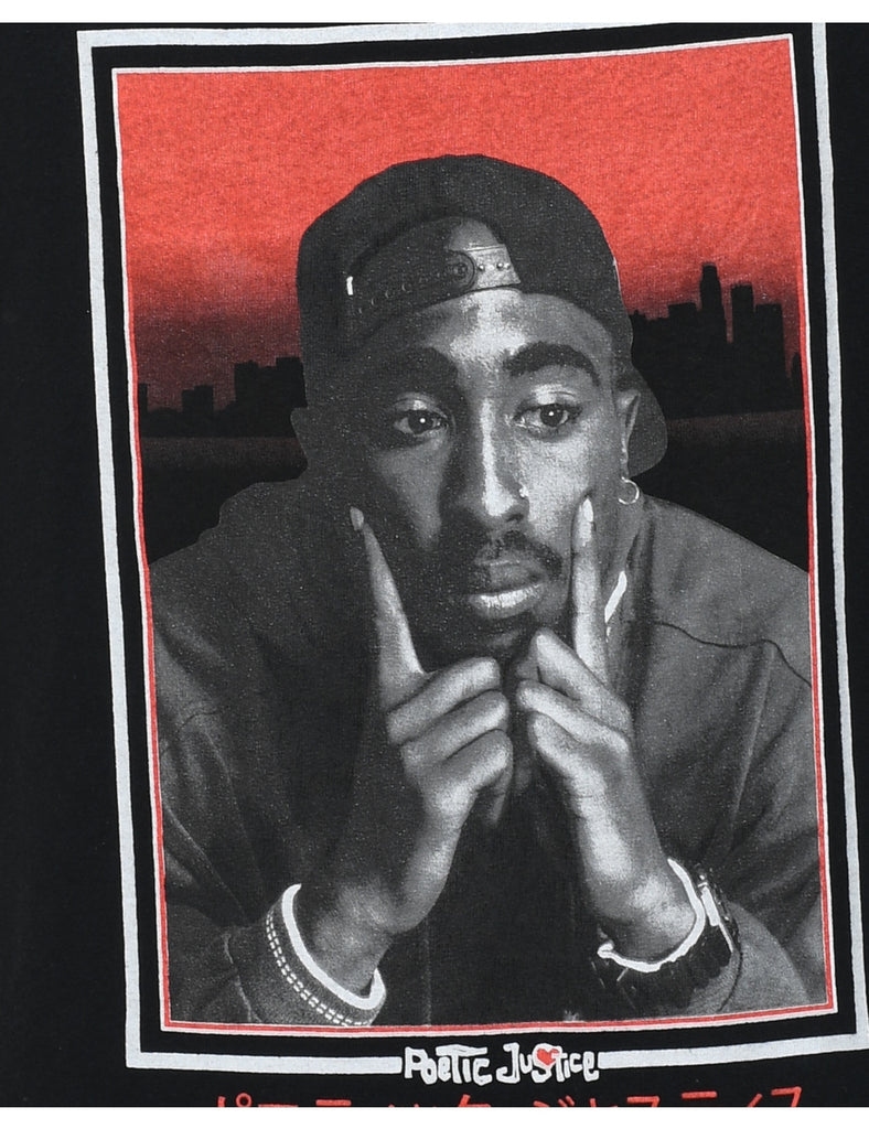 Black & Red Printed 1990s Tupac Vest - L