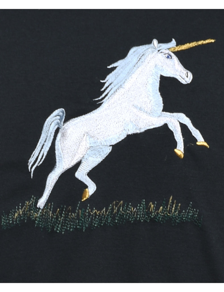 Black Unicorn Design T-Shirt  - M